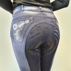 HRS Country Jeans Ridebukser Fuldgrip Bl�
