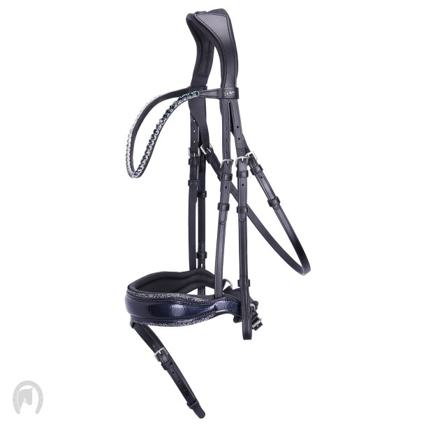 Schockem�hle Luxury Dressage Trense Sort/Bl� lak Og Sten