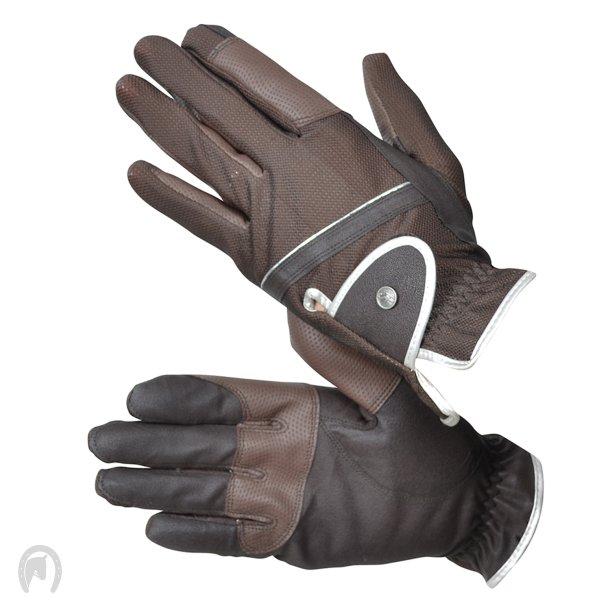 Hansbo Sport Ridehandske Silver Brun