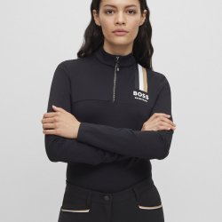 Hugo Boss Lia Signature Stripe Trningsbluse Sort